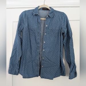 THE LIMITED Womens Chambray Polkadot button down blouse Office Wear